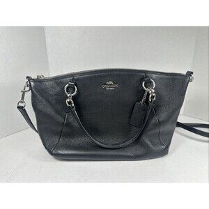 COACH Small Kelsey Satchel Black Leather Black Plain Used Shoulder Bag